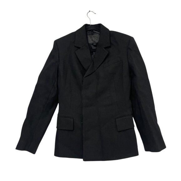 Zara Womens Blazer Jacket Small S Black Double Breast Linen Blend 2490/586 NWOT - Picture 2 of 13
